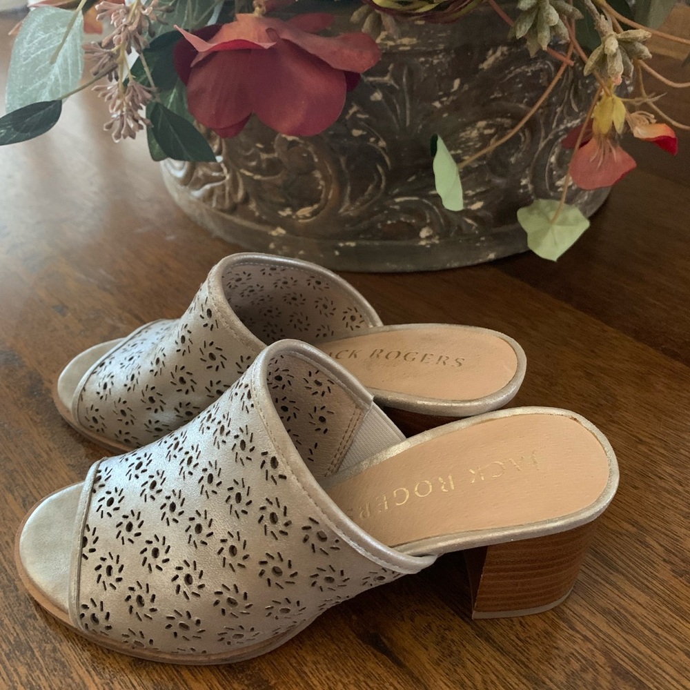 Jack Rogers Tan Perforated Mules